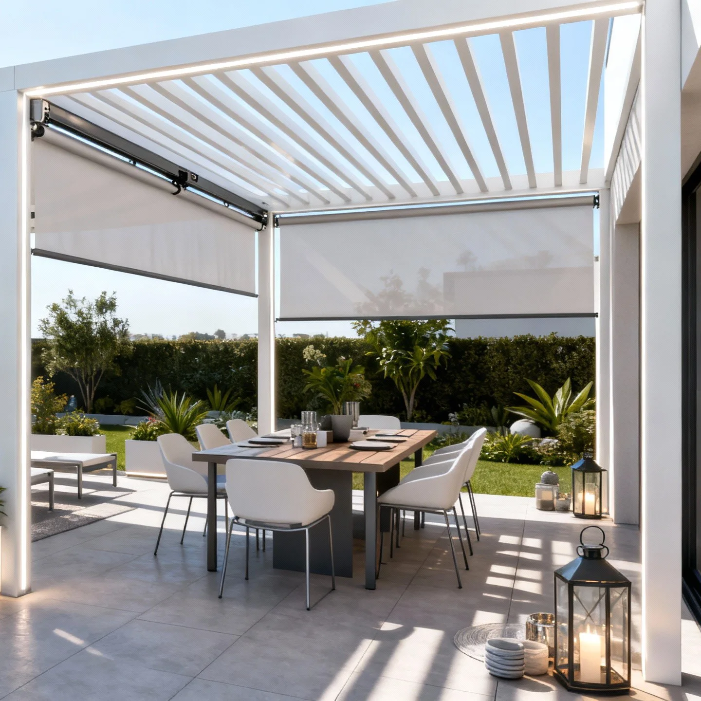 Restoran cafe motorlu pergola sistemleri uygulama