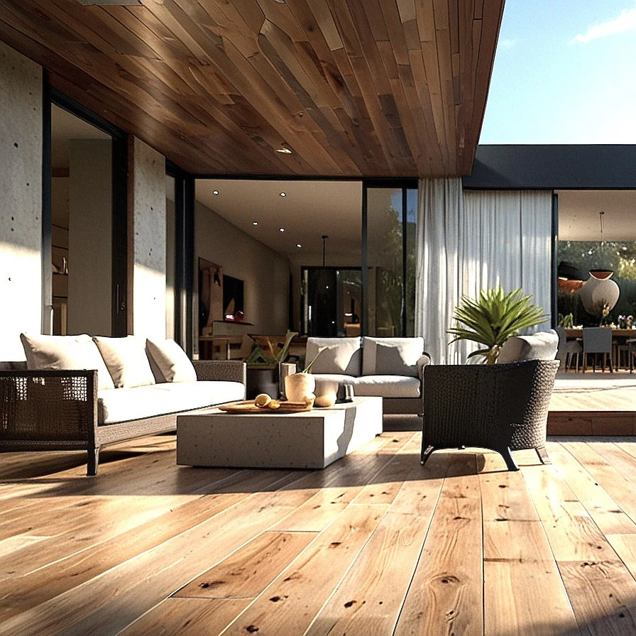 Villa dış mekan ahşap tavan deck zemin kaplama