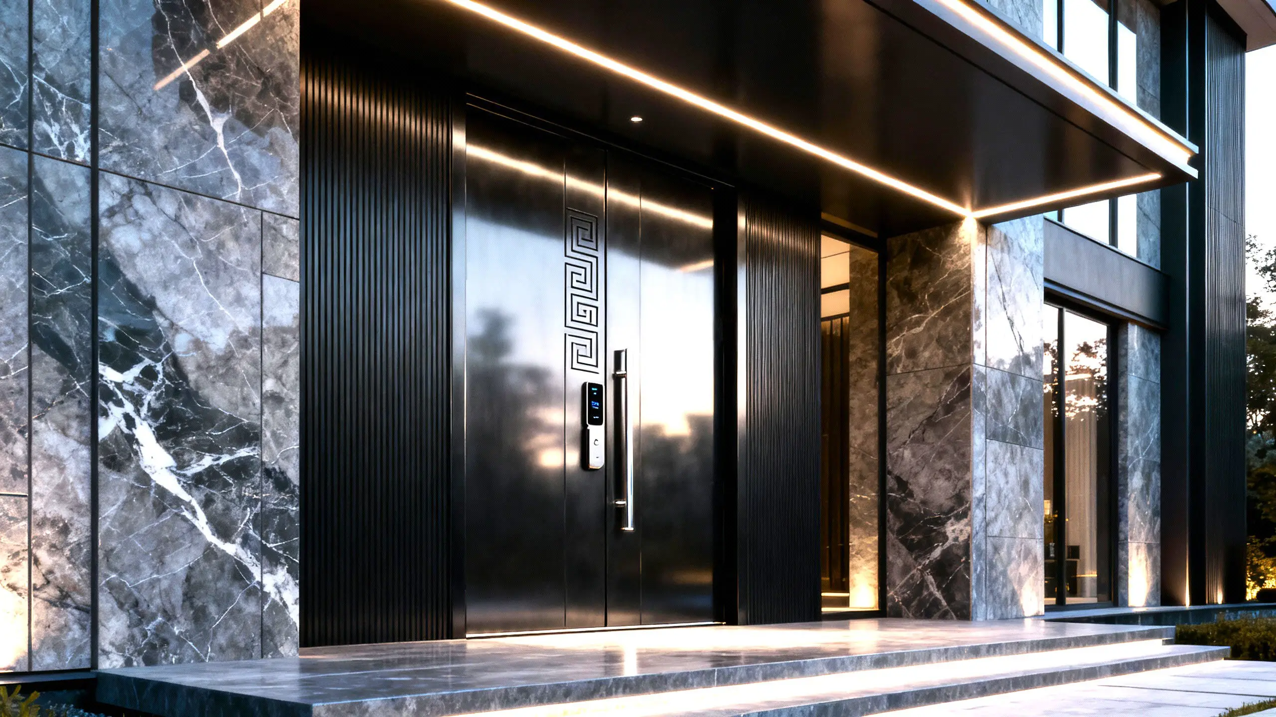 İzmir dış mekan lüks çelik pivot kapı modelleri ve bina giriş tasarımları Viti Dizayn