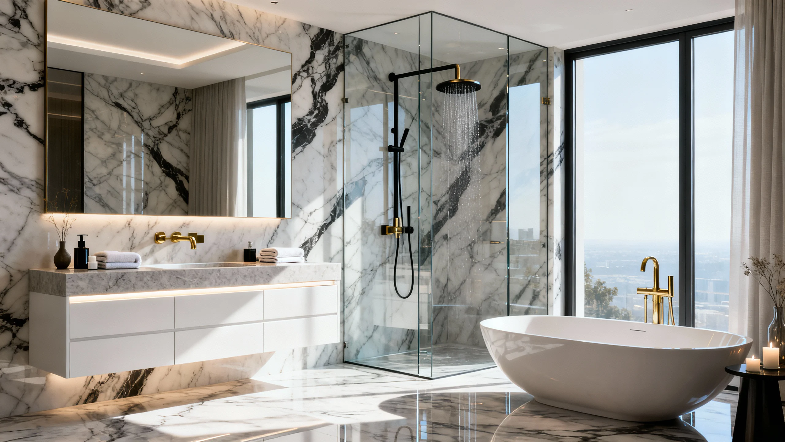 İzmir lüks banyo yenileme ve mermer dekorasyon uygulamaları - Viti Dizayn