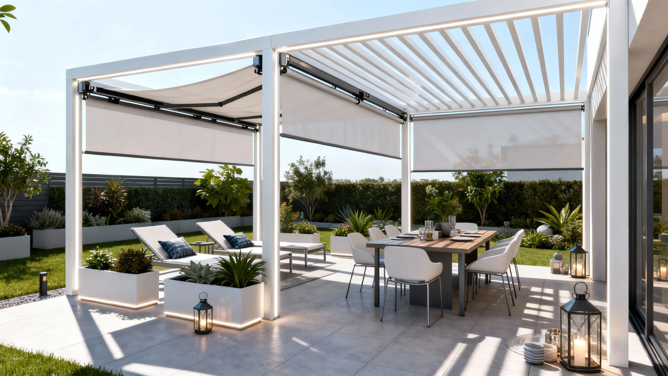 Çeşme villa yenileme bioklimatik pergola, gölgelik, veranda sistemleri Viti Dizayn